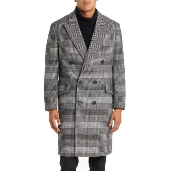 Nordstrom Other - 🆕 NORDSTROM City Glen Plaid Wool Blend Double Breasted Coat Black and White XL